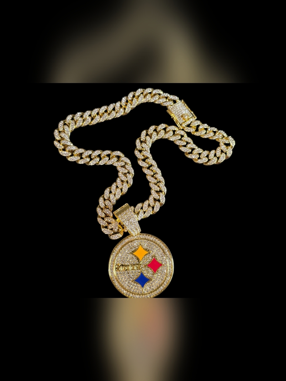 Pittsburgh Steelers Iced Out Pendant & 20" Cuban Link Chain Set